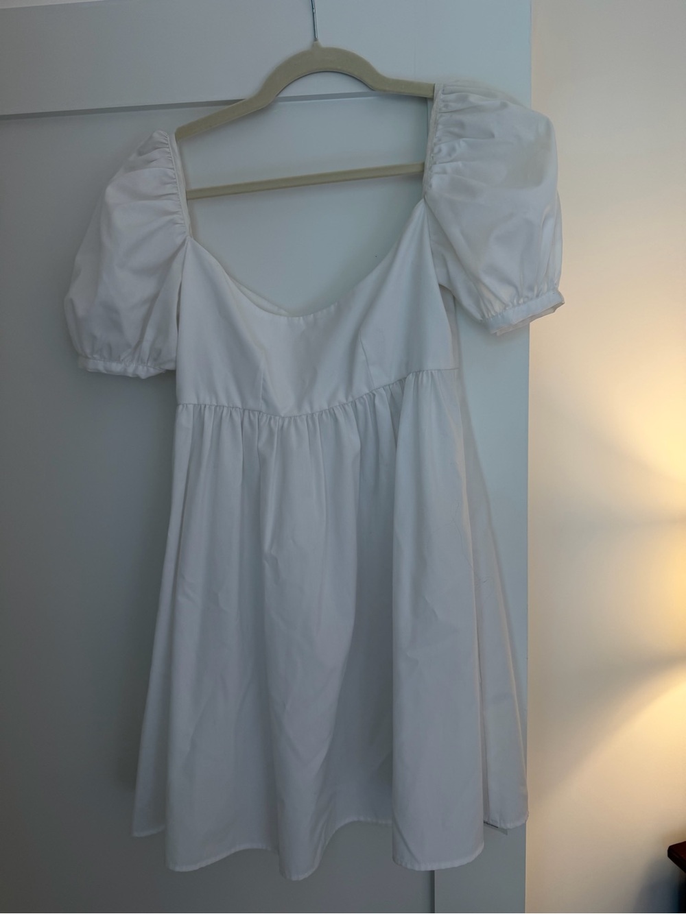 White Puff Sleeve Babydoll Dress